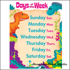 【T-38481】Days of the Week Dino-Mite Pals 教學海報